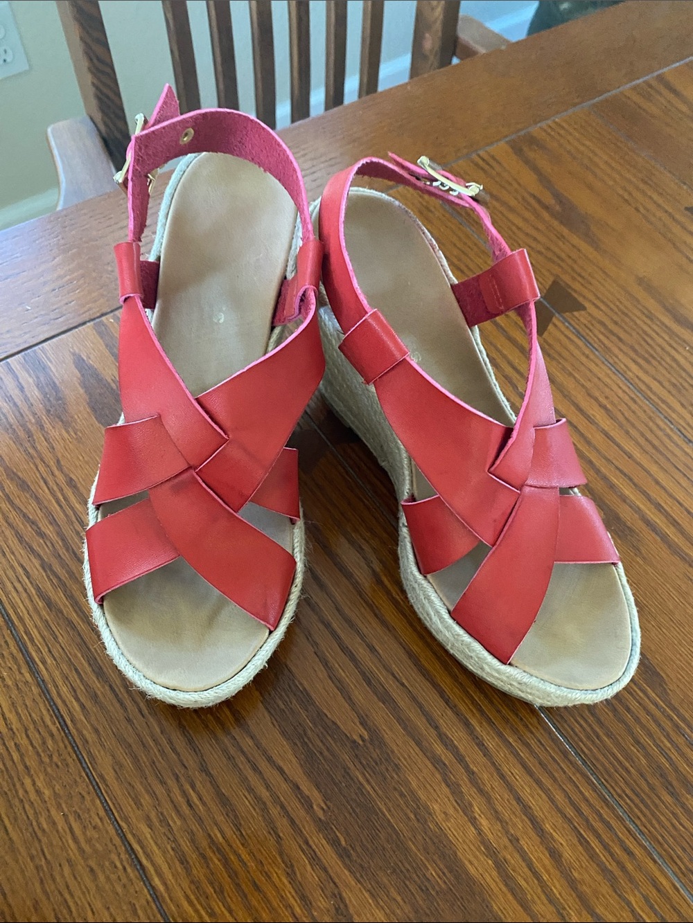 Women's Red Espadrille Wedge Sandals Nina Daybreaks 7.5 M